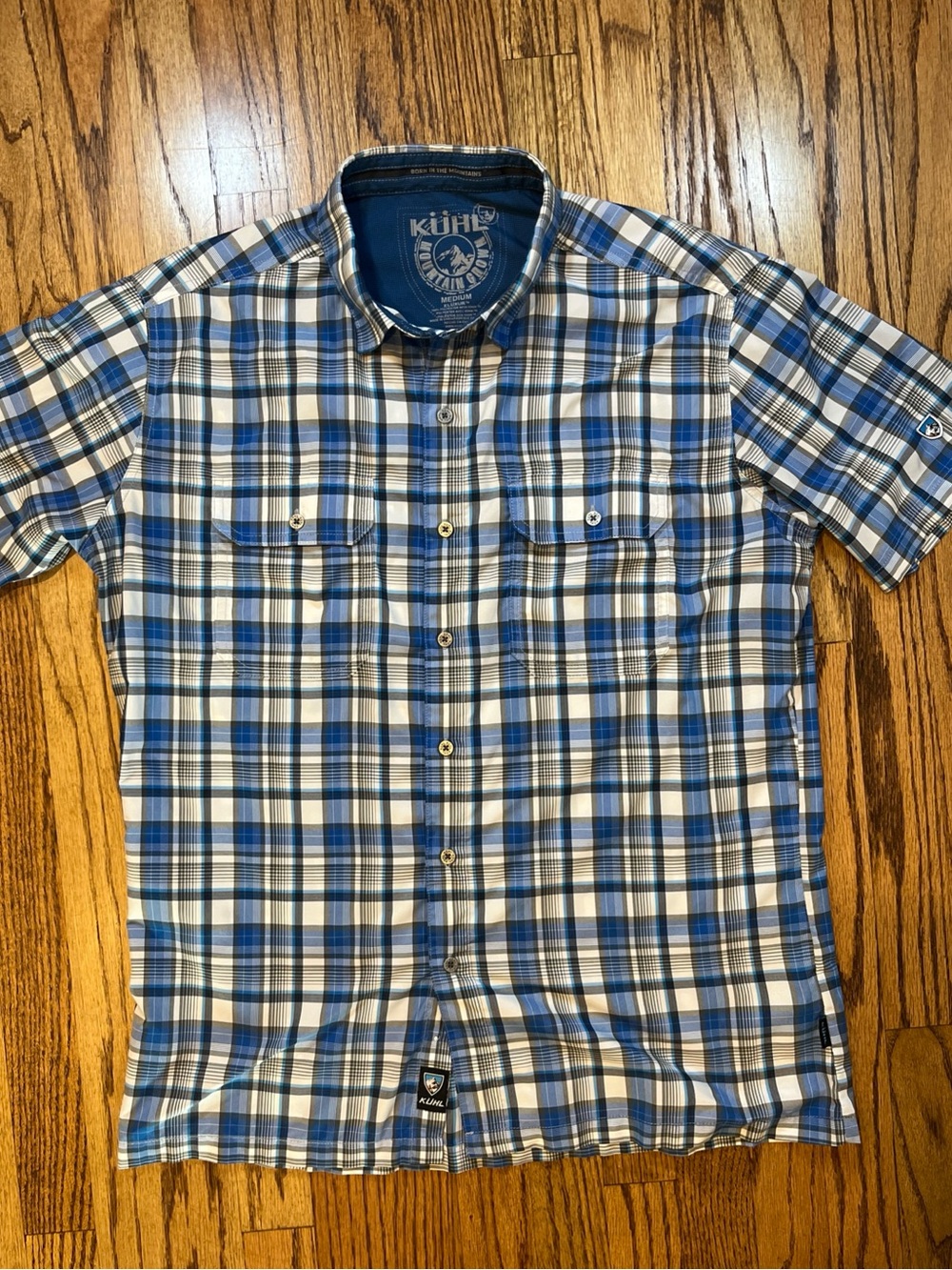 Kuhl Shirt Mens M Blue Plaid Eluxur plaid Button Up Outdoor Hiking Gorpcore blue